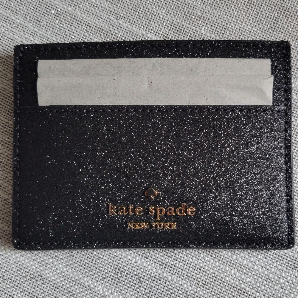 NWT Black Glitter Slim Wallet Card with Gift Box - Picture 2 of 5